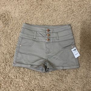 Stone grey high waisted shorts
